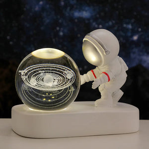 Creative 3D Astronaut Crystal Ball Led Night Light for Children Bedroom Planet Space Solar System Lamp USB Christmas Kid Gift acacuss