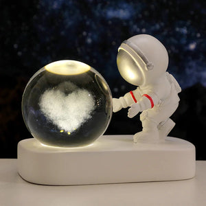 Creative 3D Astronaut Crystal Ball Led Night Light for Children Bedroom Planet Space Solar System Lamp USB Christmas Kid Gift acacuss