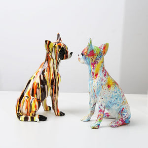 Creative Art Chihuahua Colorful Small Ornaments Resin Dog Crafts Home Decoration Color Modern Simple Office Desktop Craft acacuss