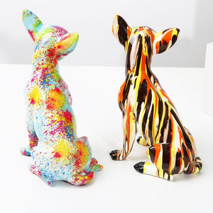 Creative Art Chihuahua Colorful Small Ornaments Resin Dog Crafts Home Decoration Color Modern Simple Office Desktop Craft acacuss