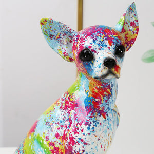 Creative Art Chihuahua Colorful Small Ornaments Resin Dog Crafts Home Decoration Color Modern Simple Office Desktop Craft acacuss
