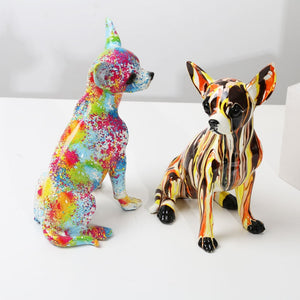 Creative Art Chihuahua Colorful Small Ornaments Resin Dog Crafts Home Decoration Color Modern Simple Office Desktop Craft acacuss