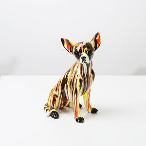 Creative Art Chihuahua Colorful Small Ornaments Resin Dog Crafts Home Decoration Color Modern Simple Office Desktop Craft acacuss