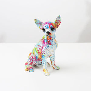 Creative Art Chihuahua Colorful Small Ornaments Resin Dog Crafts Home Decoration Color Modern Simple Office Desktop Craft acacuss