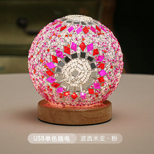 Creative Artistic Bohemia Light Funny Shocking Manual Mosaic Decoration Lamp USB Atmosphere Light Electronic Candle For Room acacuss