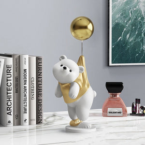 Creative Balloon Polar Bear Resin Ornaments Home Decor Crafts Statue Office Desk Figurines Decoration Bookcase Sculpture Craftsd acacuss