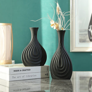 Creative Black Ceramic Vase Simple Nordic Flower Pot Art Decor Home Decoration Accessories Office Living Room Interior Decor acacuss