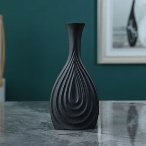 Creative Black Ceramic Vase Simple Nordic Flower Pot Art Decor Home Decoration Accessories Office Living Room Interior Decor acacuss