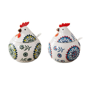 Creative Ceramic Hen Seasoning Box Salt Sugar Pepper Jar Large Capacity Spice Jar Soy Sauce Vinegar Pepper Bottle Kitchen Items acacuss