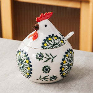 Creative Ceramic Hen Seasoning Box Salt Sugar Pepper Jar Large Capacity Spice Jar Soy Sauce Vinegar Pepper Bottle Kitchen Items acacuss