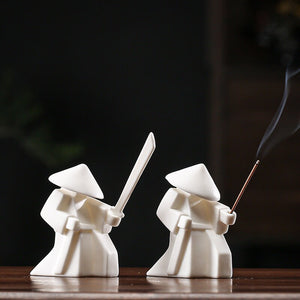 Creative Ceramic Samurai Knight Desktop Ornaments Household Incense Stick Holder Burner Tray acacuss