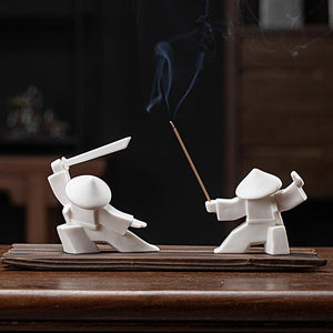 Creative Ceramic Samurai Knight Desktop Ornaments Household Incense Stick Holder Burner Tray acacuss