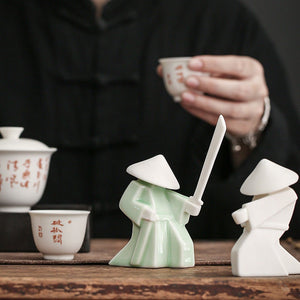 Creative Ceramic Samurai Knight Desktop Ornaments Household Incense Stick Holder Burner Tray acacuss