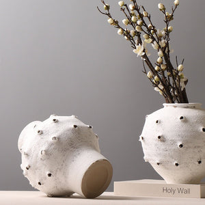 Creative Chinese Pottery Pot Cave Made Old Rough Pottery Vase Designer Model Room Decoration Home Accessories acacuss