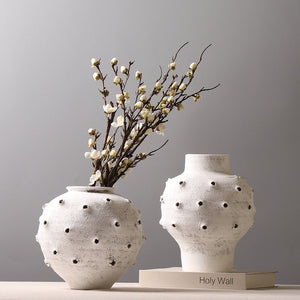 Creative Chinese Pottery Pot Cave Made Old Rough Pottery Vase Designer Model Room Decoration Home Accessories acacuss