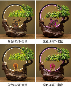 Creative Chinese Reflux Incense Burner Decoration Night Light acacuss