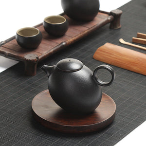 Creative Coarse Pottery Teapot Tea Infuser Antique Black Porcelain Puer'eh Tea Pot Japanese Tea Set Handmade Ceramic Teaware acacuss