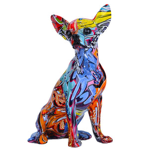 Creative Color Chihuahua Dog Statue Simple Living Room Ornaments Home Office Resin sculpture Crafts Store Decors Decorations acacuss