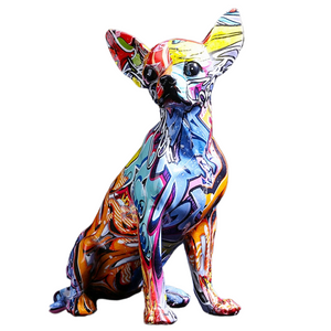 Creative Color Chihuahua Dog Statue Simple Living Room Ornaments Home Office Resin sculpture Crafts Store Decors Decorations acacuss