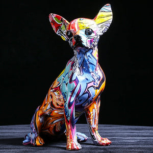 Creative Color Chihuahua Dog Statue Simple Living Room Ornaments Home Office Resin sculpture Crafts Store Decors Decorations acacuss