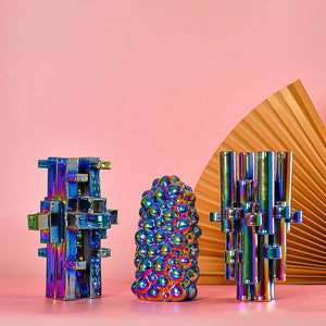 Creative Color Mosaic Ceramic Vase Robot Abstract Crafts Living Room Decoration Home Vase Friend Gift Nordic Decorative Home acacuss