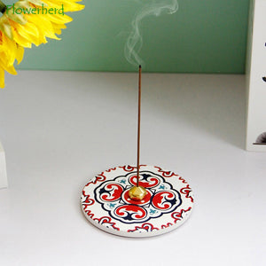 Creative Colour Printed Incense Burner Ceramic Incense Holder Middle East Arabesque Incense Holder Incense Burners acacuss