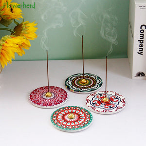 Creative Colour Printed Incense Burner Ceramic Incense Holder Middle East Arabesque Incense Holder Incense Burners acacuss