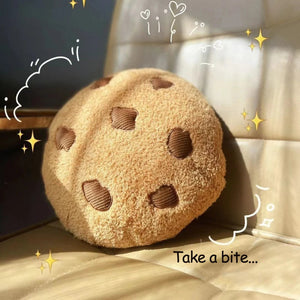 Creative Cookies Pillows Round Shape Chocolate Biscuits Stuffed Plush Toys Realistic Food Snack Seat Cushion Plushie Props Gifts acacuss