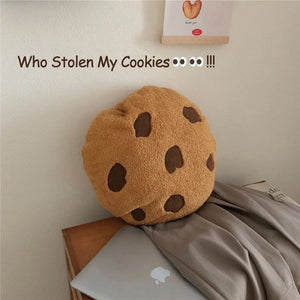 Creative Cookies Pillows Round Shape Chocolate Biscuits Stuffed Plush Toys Realistic Food Snack Seat Cushion Plushie Props Gifts acacuss