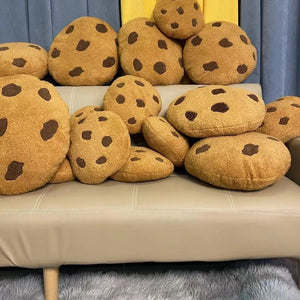 Creative Cookies Pillows Round Shape Chocolate Biscuits Stuffed Plush Toys Realistic Food Snack Seat Cushion Plushie Props Gifts acacuss