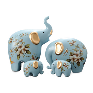 Creative Elephant Ornaments A Family of Three Four Lucky Side Room Living Room TV Cabinet Porch Decorations Gifts Figurines acacuss
