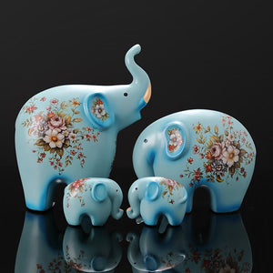 Creative Elephant Ornaments A Family of Three Four Lucky Side Room Living Room TV Cabinet Porch Decorations Gifts Figurines acacuss