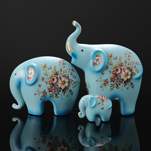 Creative Elephant Ornaments A Family of Three Four Lucky Side Room Living Room TV Cabinet Porch Decorations Gifts Figurines acacuss