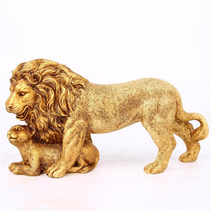 Creative European Figurine Golden Lion Ornament Resin Craft Home Decorations Office Table Restaurant Decorative Accessories acacuss