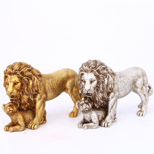 Creative European Figurine Golden Lion Ornament Resin Craft Home Decorations Office Table Restaurant Decorative Accessories acacuss