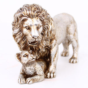 Creative European Figurine Golden Lion Ornament Resin Craft Home Decorations Office Table Restaurant Decorative Accessories acacuss