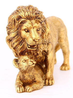 Creative European Figurine Golden Lion Ornament Resin Craft Home Decorations Office Table Restaurant Decorative Accessories acacuss
