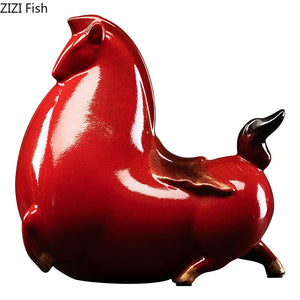 Creative Fat Horse Porcelain Statue Desk Ornaments Horse Ceramic Sculpture Living Room Decoration Crafts Vintage Home Decor acacuss