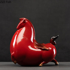 Creative Fat Horse Porcelain Statue Desk Ornaments Horse Ceramic Sculpture Living Room Decoration Crafts Vintage Home Decor acacuss