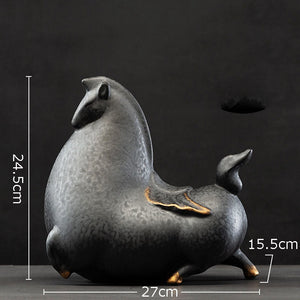 Creative Fat Horse Porcelain Statue Desk Ornaments Horse Ceramic Sculpture Living Room Decoration Crafts Vintage Home Decor acacuss