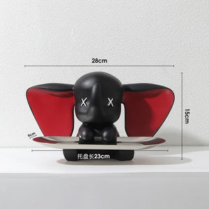 Creative Flocking Dumbo Tray Home Decoration Art Statue Entrance Key Storage Living Room Decoration Tray Cartoon Home Decoration acacuss