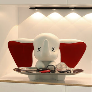 Creative Flocking Dumbo Tray Home Decoration Art Statue Entrance Key Storage Living Room Decoration Tray Cartoon Home Decoration acacuss