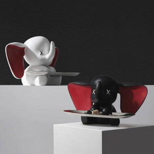 Creative Flocking Dumbo Tray Home Decoration Art Statue Entrance Key Storage Living Room Decoration Tray Cartoon Home Decoration acacuss