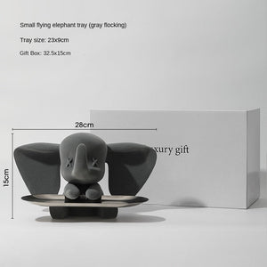 Creative Flocking Dumbo Tray Home Decoration Art Statue Entrance Key Storage Living Room Decoration Tray Cartoon Home Decoration acacuss