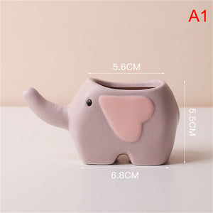 Creative Flower Shape Plant Pot Ceramic Pots for Flowers Cartoon Elephant Dinosaur Succulent Pot Cute Home Table Decor Vase acacuss