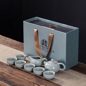 Creative Gifts Kung Fu Tea Set A Set of Brief Modern Ice Ceramic Teapot Tea Bowl Cup Gift Box Tea Pot and Cup Set Chinese acacuss