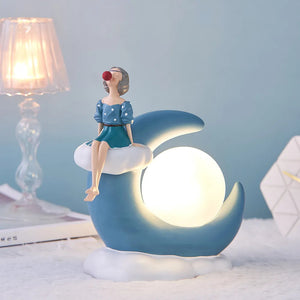 Creative Girl Ornaments Resin LED Lamp Office Decoration Aesthetic Room Decor Bedroom Decoration Accessories Home Decor Gift acacuss