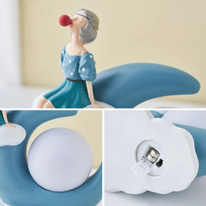 Creative Girl Ornaments Resin LED Lamp Office Decoration Aesthetic Room Decor Bedroom Decoration Accessories Home Decor Gift acacuss