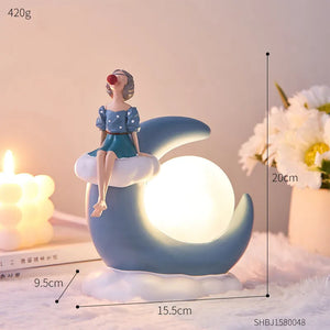 Creative Girl Ornaments Resin LED Lamp Office Decoration Aesthetic Room Decor Bedroom Decoration Accessories Home Decor Gift acacuss