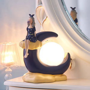Creative Girl Ornaments Resin LED Lamp Office Decoration Aesthetic Room Decor Bedroom Decoration Accessories Home Decor Gift acacuss